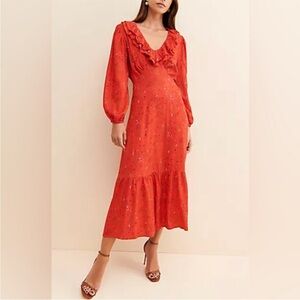 Du Paradis Ruffle Collar Cut Out Dress